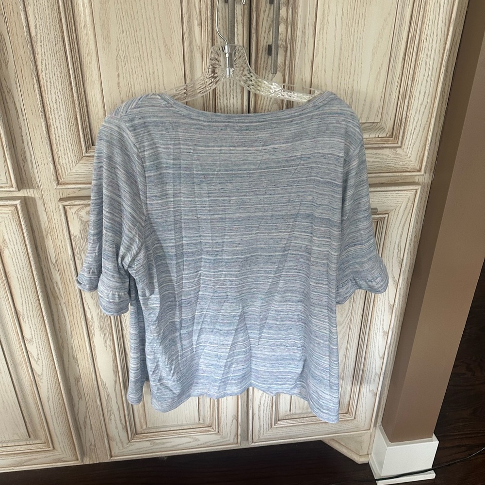Talbots Plus Multicolor Top with Ruffle Sleeves - Picture 2 of 2
